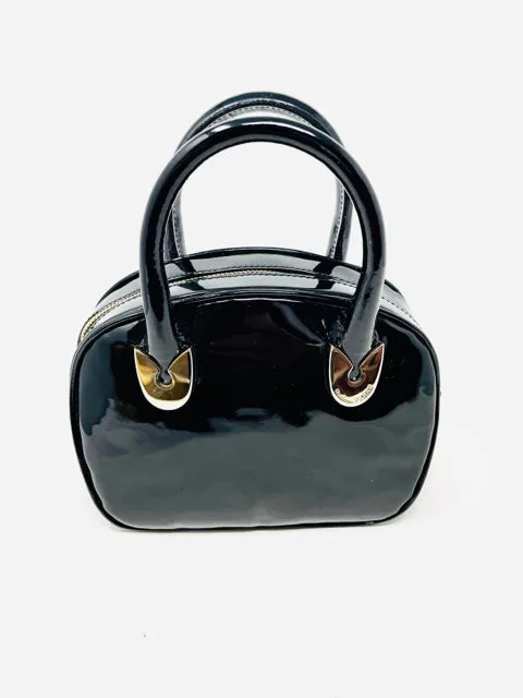 Gianfranco Ferre Black Patent Leather Mini Bag Purse 1-348-52021