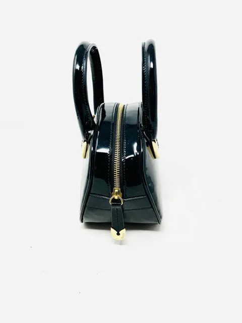 Gianfranco Ferre Black Patent Leather Mini Bag Purse 1-348-52021