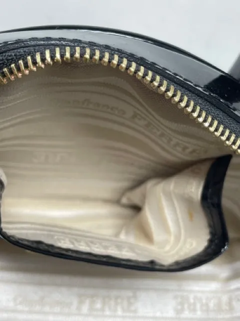 Gianfranco Ferre Black Patent Leather Mini Bag Purse 1-348-52021