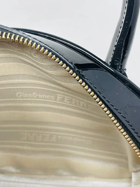 Gianfranco Ferre Black Patent Leather Mini Bag Purse 1-348-52021