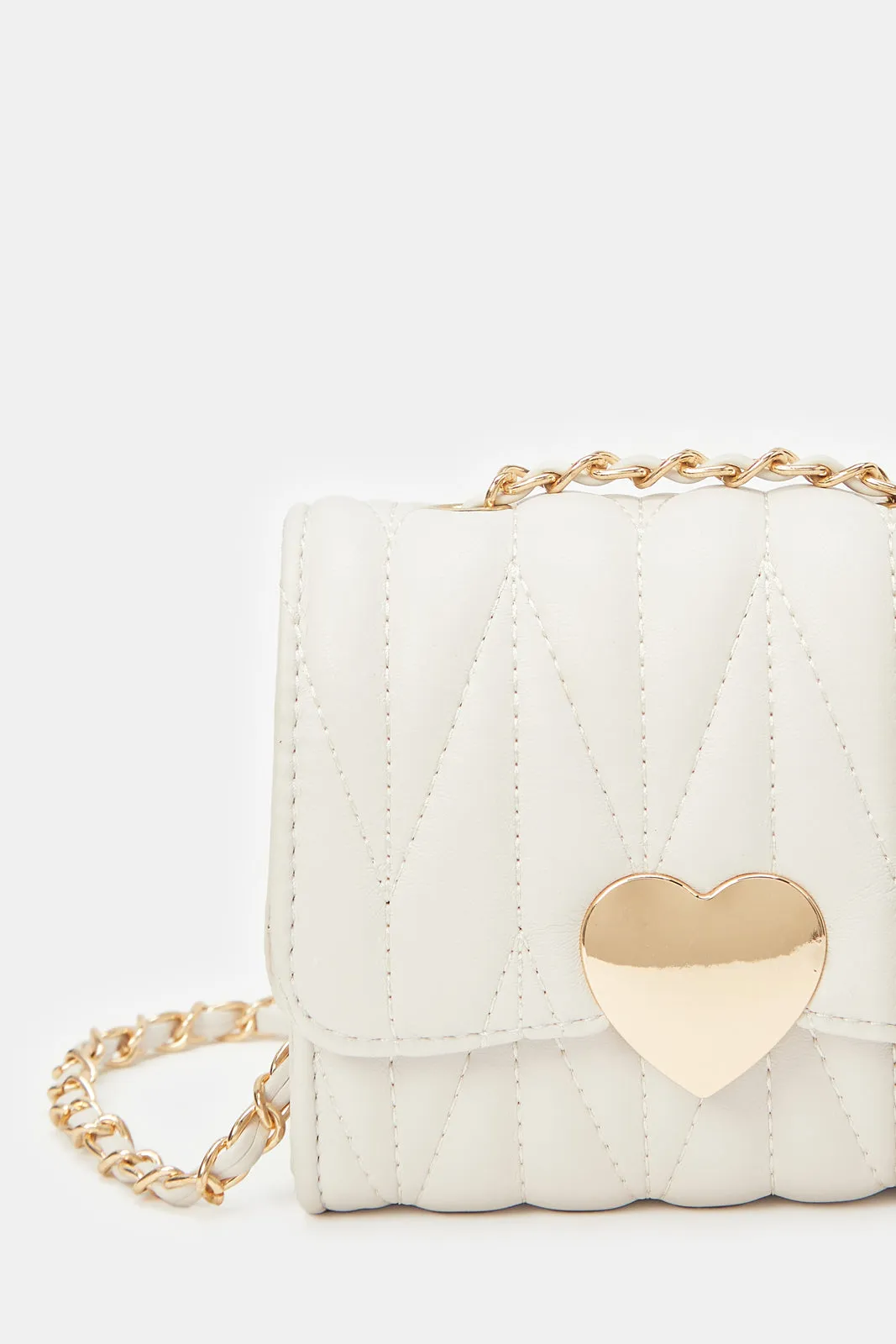 Girls Beige Embellished Crossbody