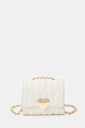 Girls Beige Embellished Crossbody