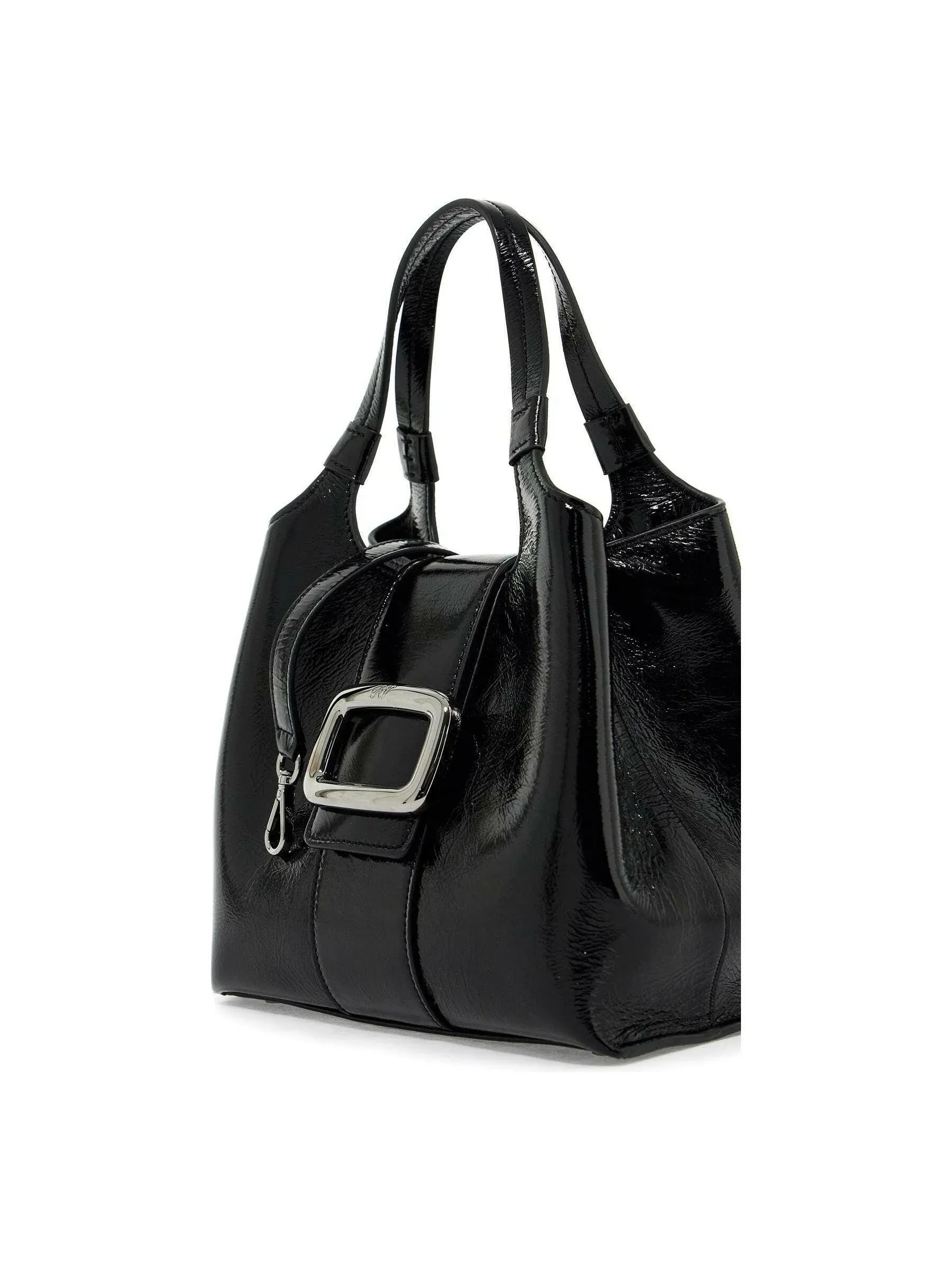 Grand Choc Crinkled Leather Top-Handle Bag