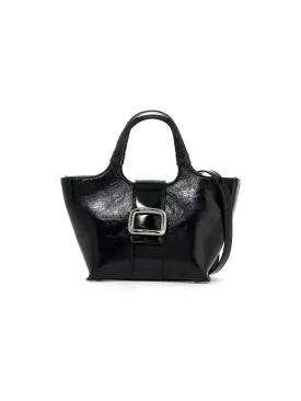 Grand Choc Crinkled Leather Top-Handle Bag