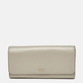 Grey Leather Flap Continental Wallet