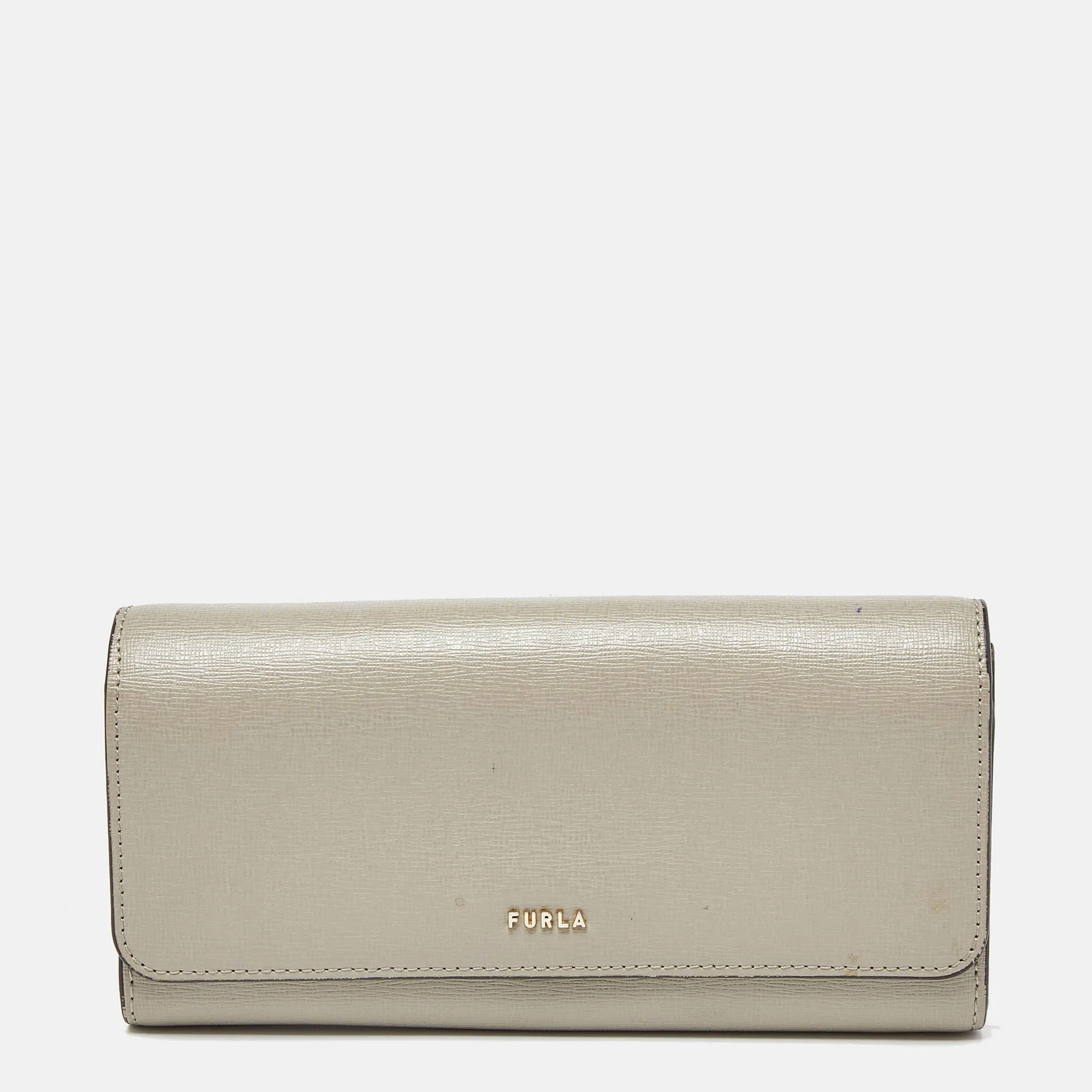 Grey Leather Flap Continental Wallet