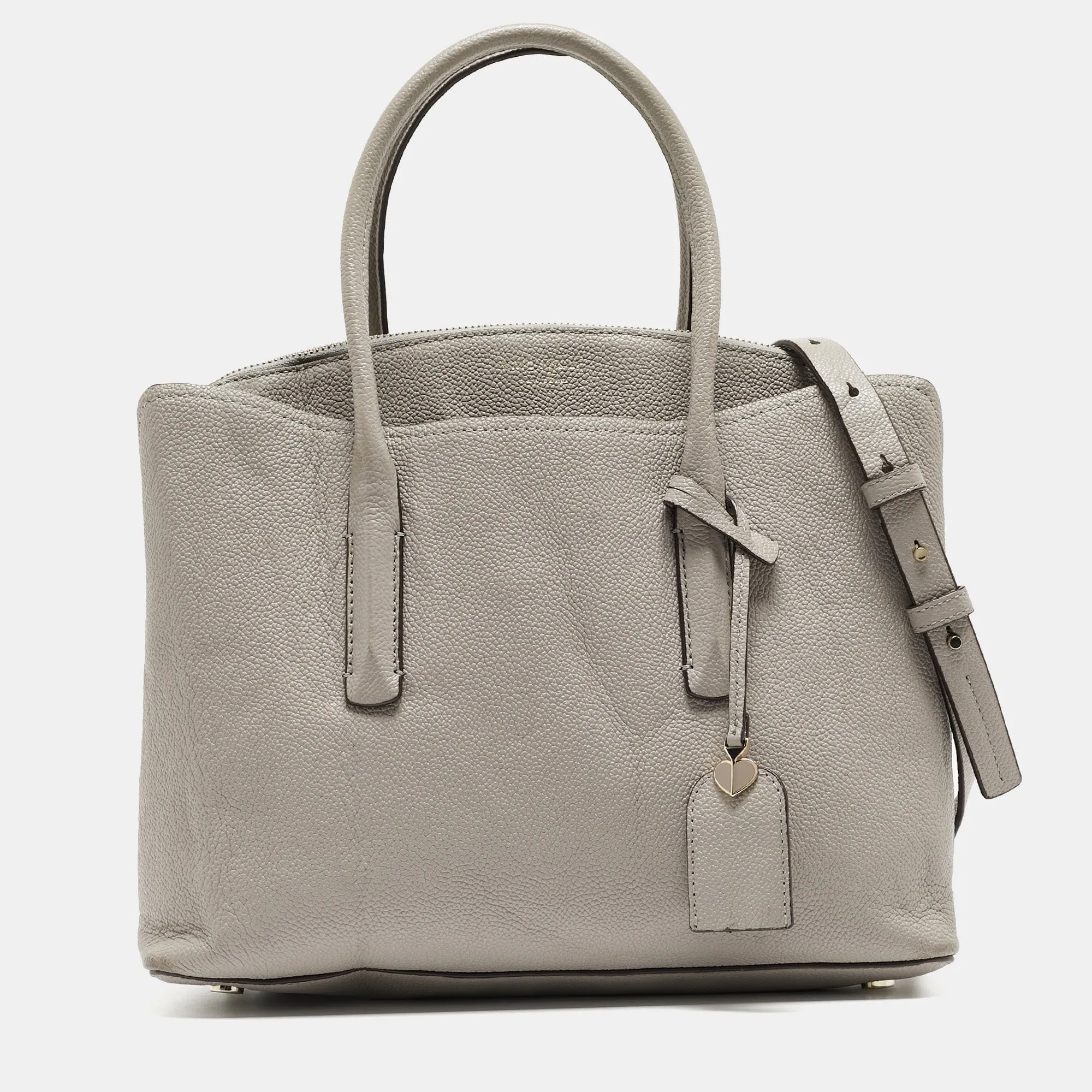 Grey Leather Large Margaux Satchel