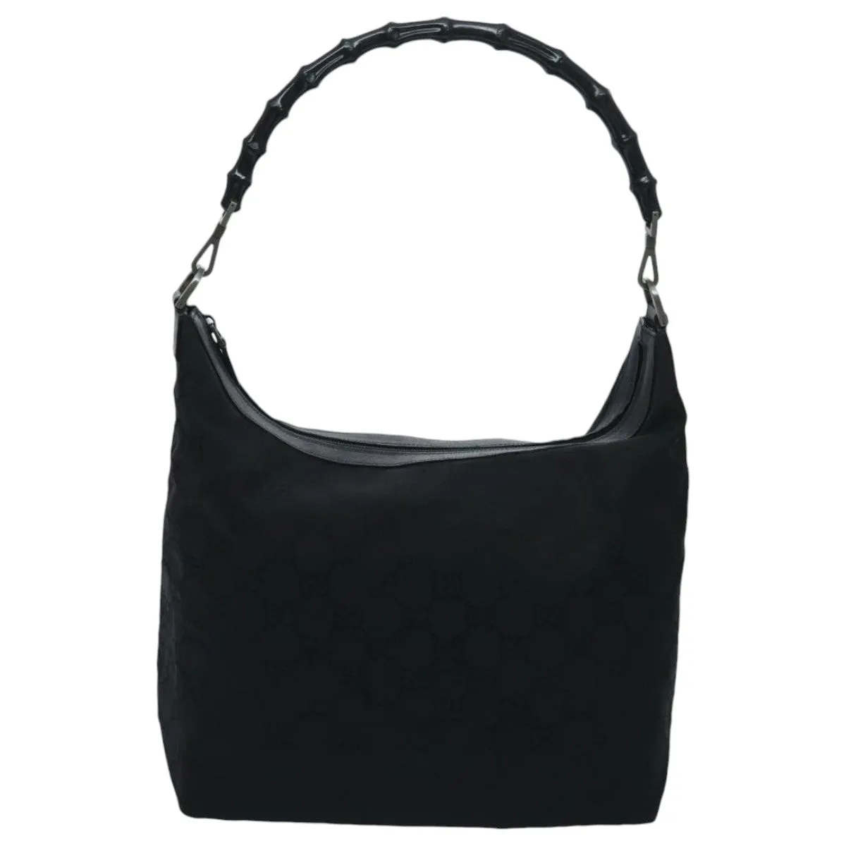 GUCCI Bamboo GG Canvas Shoulder Bag Black Silver ep6142