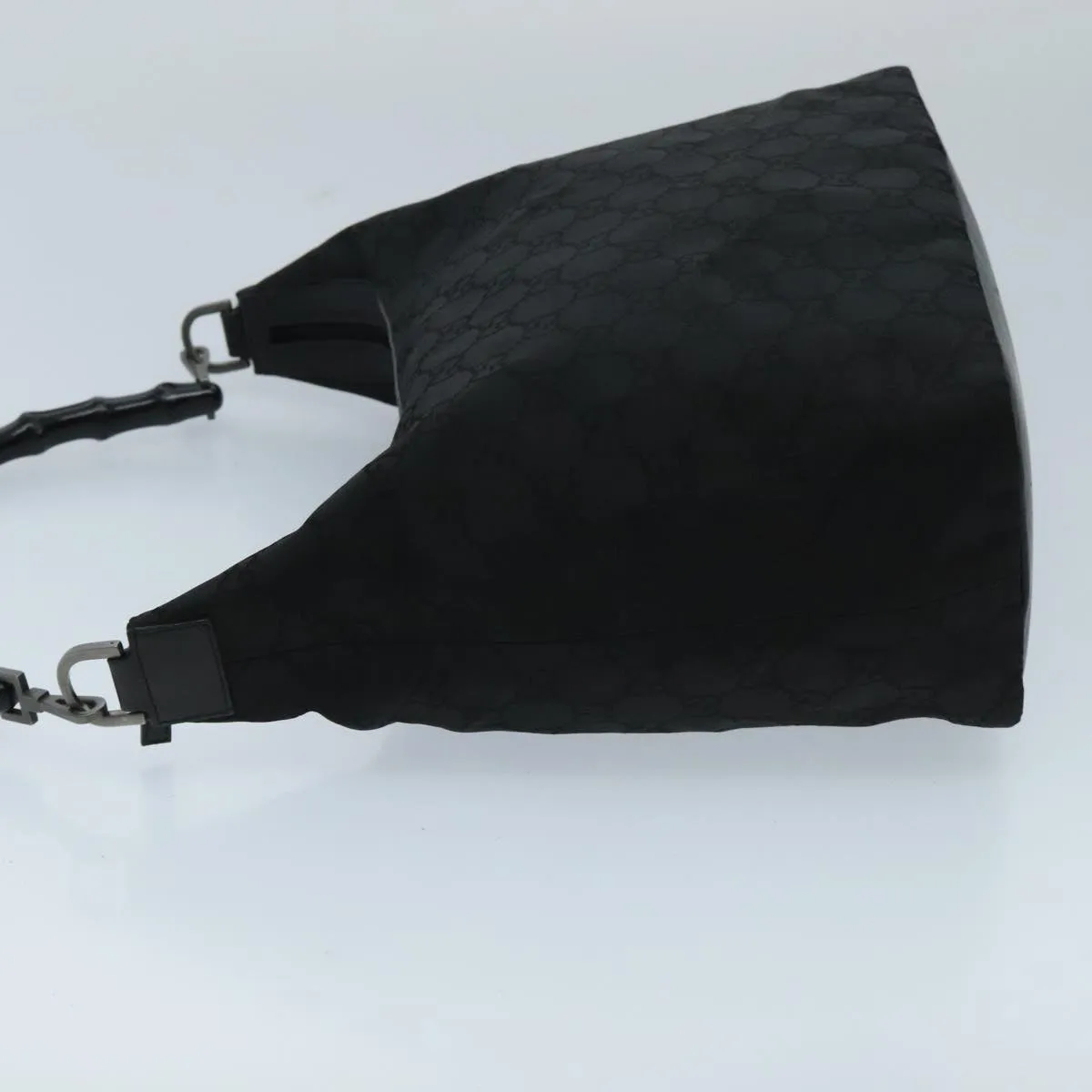 GUCCI Bamboo GG Canvas Shoulder Bag Black Silver ep6142