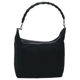 GUCCI Bamboo GG Canvas Shoulder Bag Black Silver ep6142