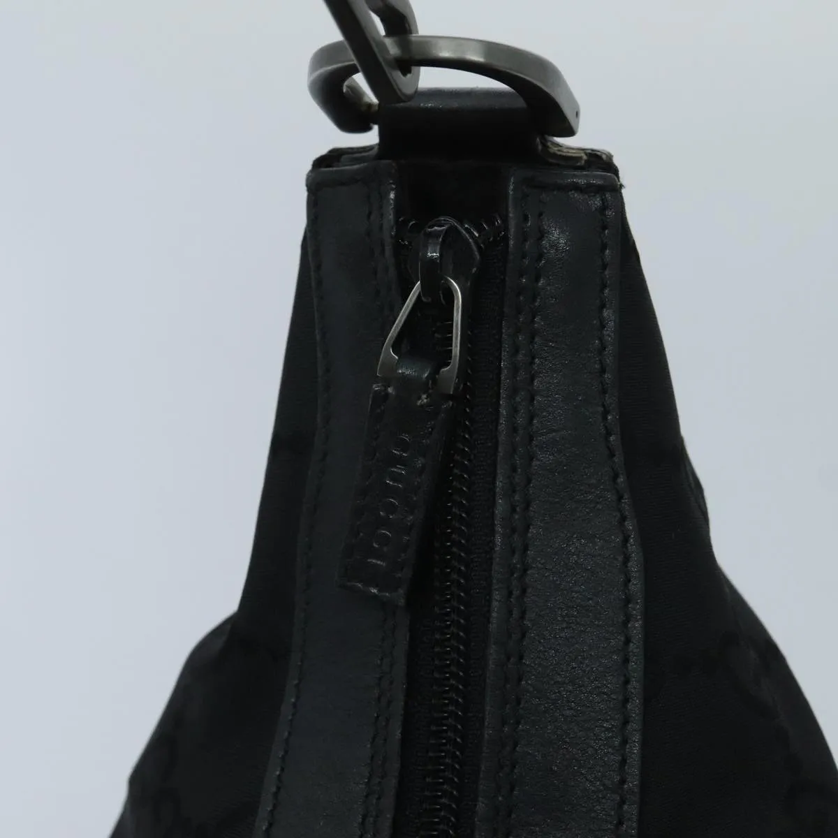 GUCCI Bamboo GG Canvas Shoulder Bag Black Silver ep6142