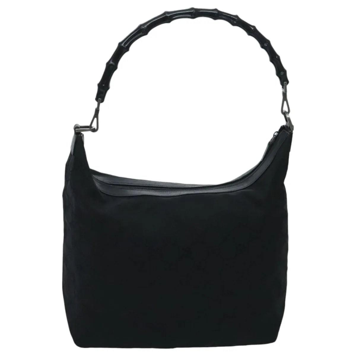GUCCI Bamboo GG Canvas Shoulder Bag Black Silver ep6142