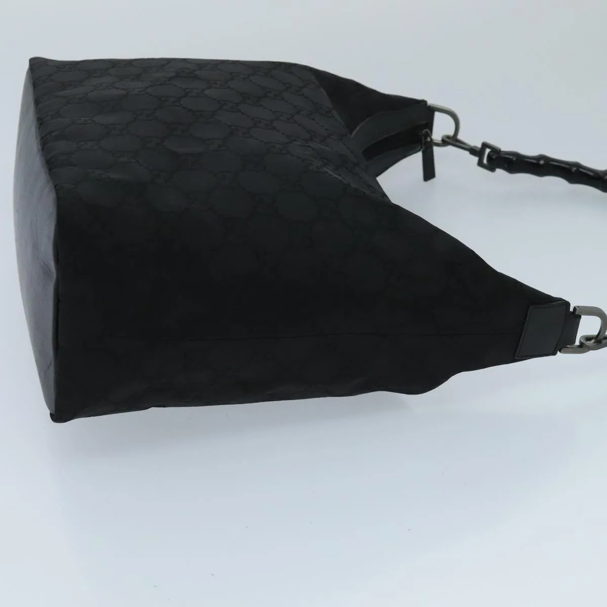 GUCCI Bamboo GG Canvas Shoulder Bag Black Silver ep6142