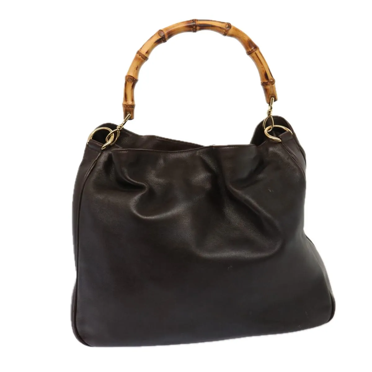 GUCCI Bamboo Shoulder Bag Leather 2way Brown 001 1677 002058 75959