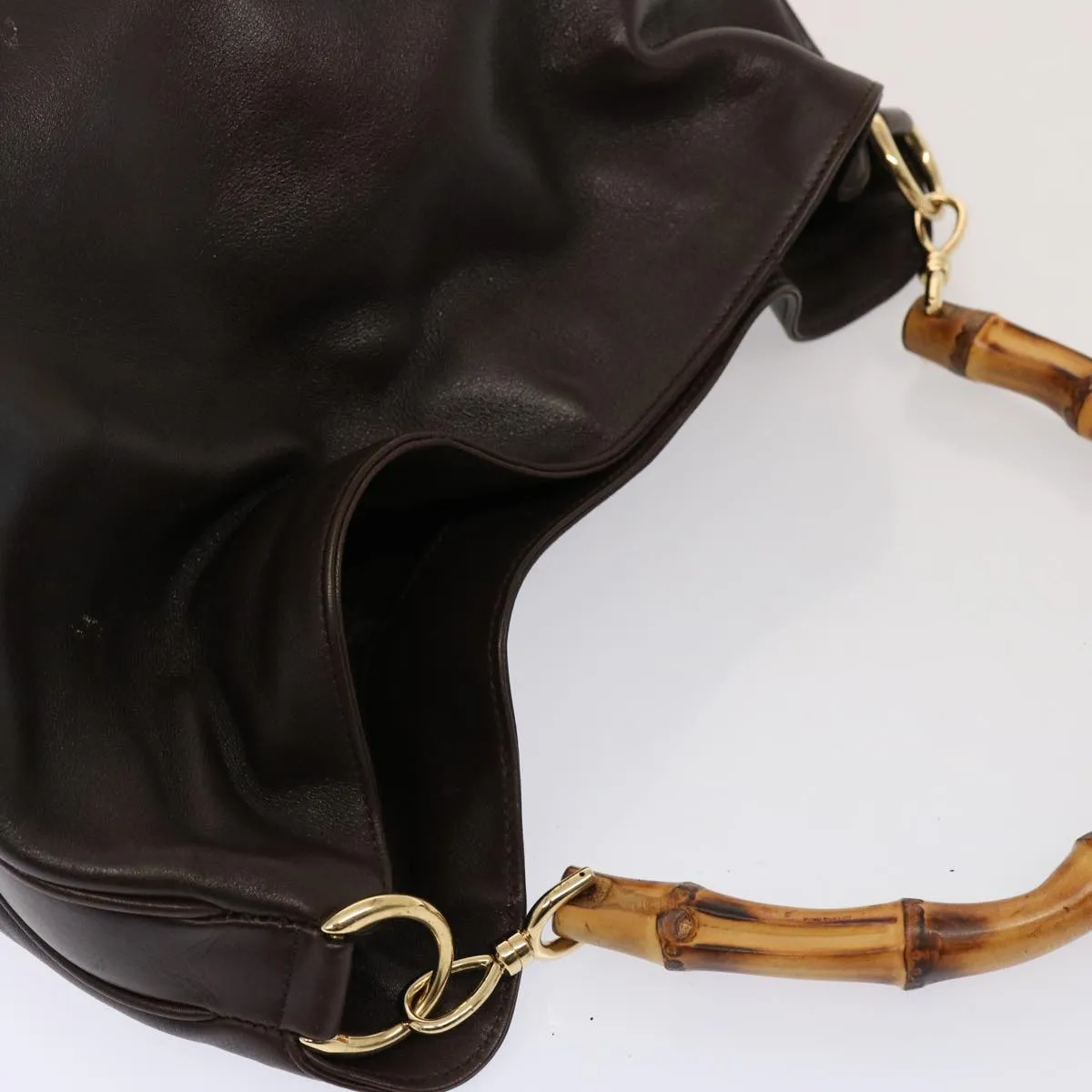 GUCCI Bamboo Shoulder Bag Leather 2way Brown 001 1677 002058 75959