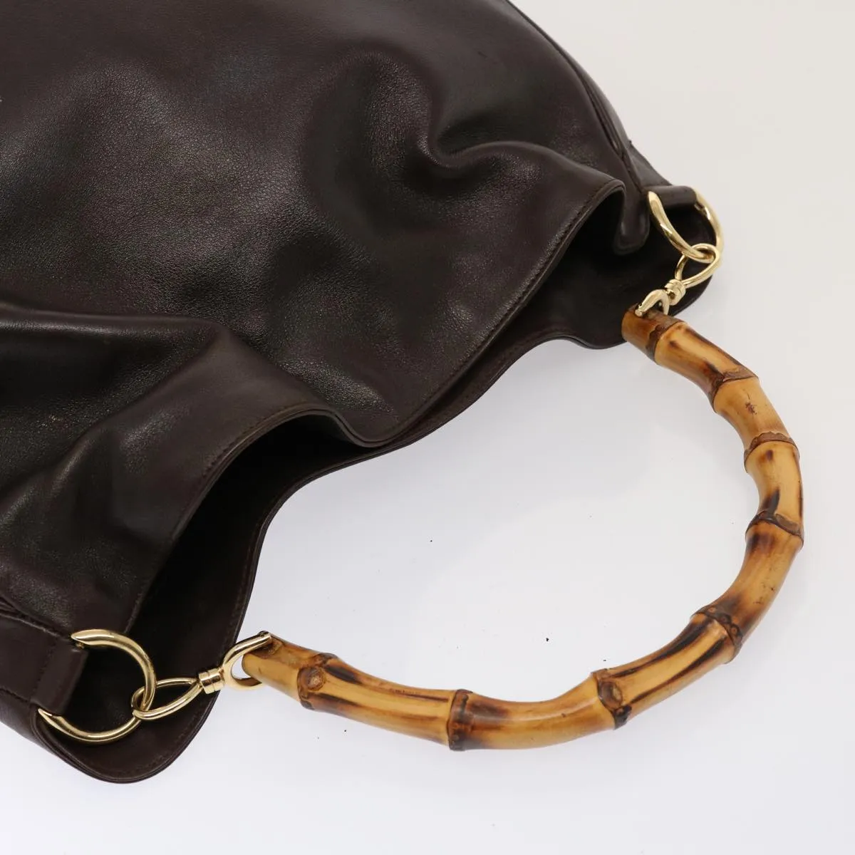 GUCCI Bamboo Shoulder Bag Leather 2way Brown 001 1677 002058 75959