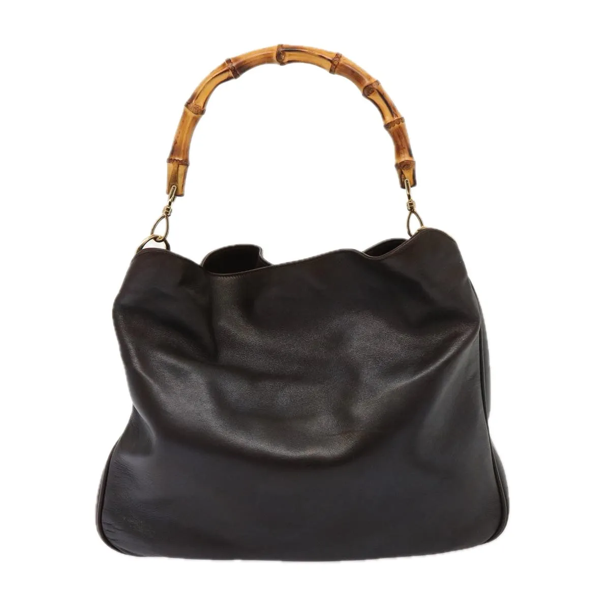 GUCCI Bamboo Shoulder Bag Leather 2way Brown 001 1677 002058 75959