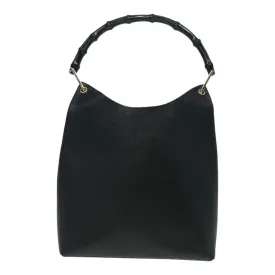 GUCCI Bamboo Shoulder Bag Leather Black Gold 001 1013 1881 ep5939