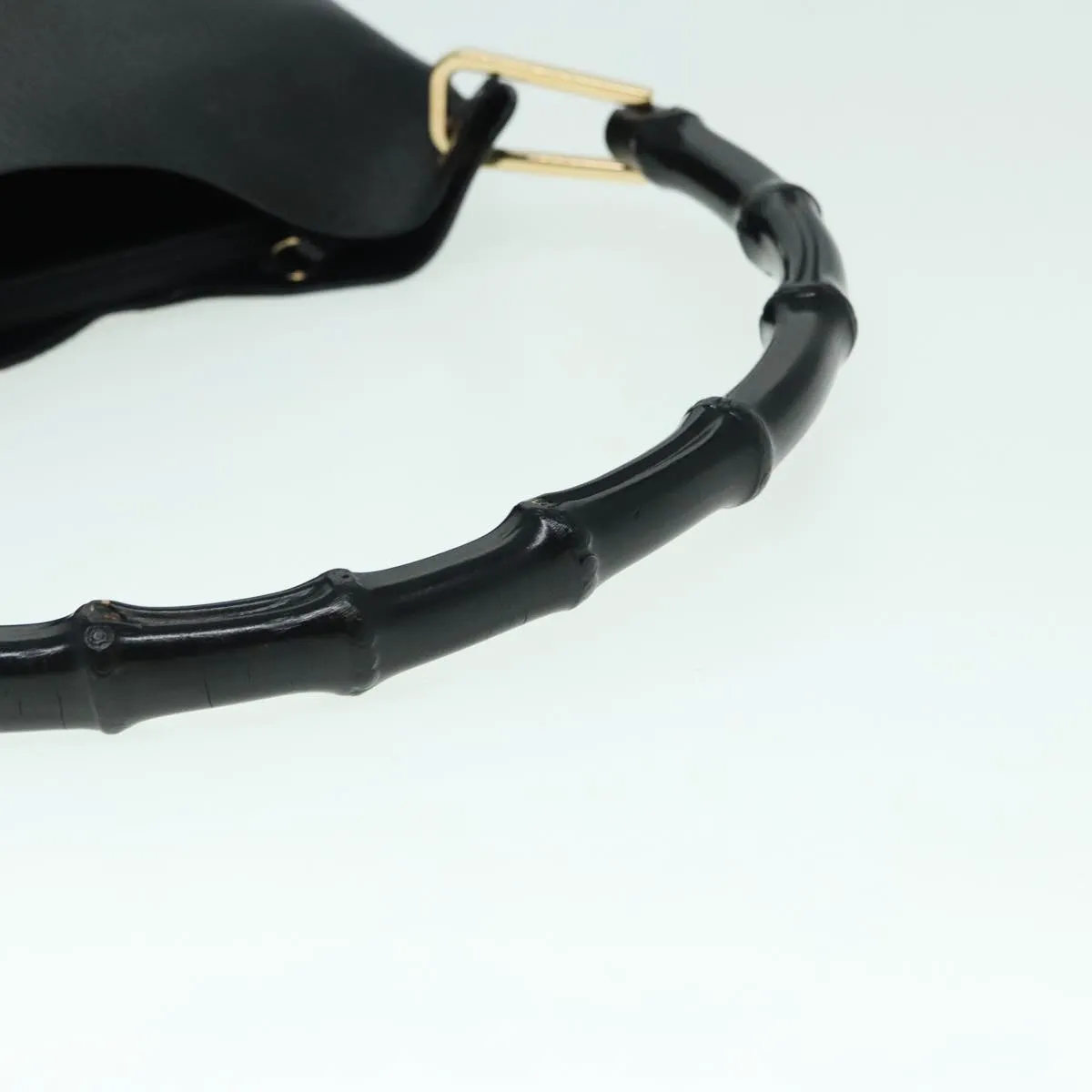 GUCCI Bamboo Shoulder Bag Leather Black Gold 001 1013 1881 ep5939