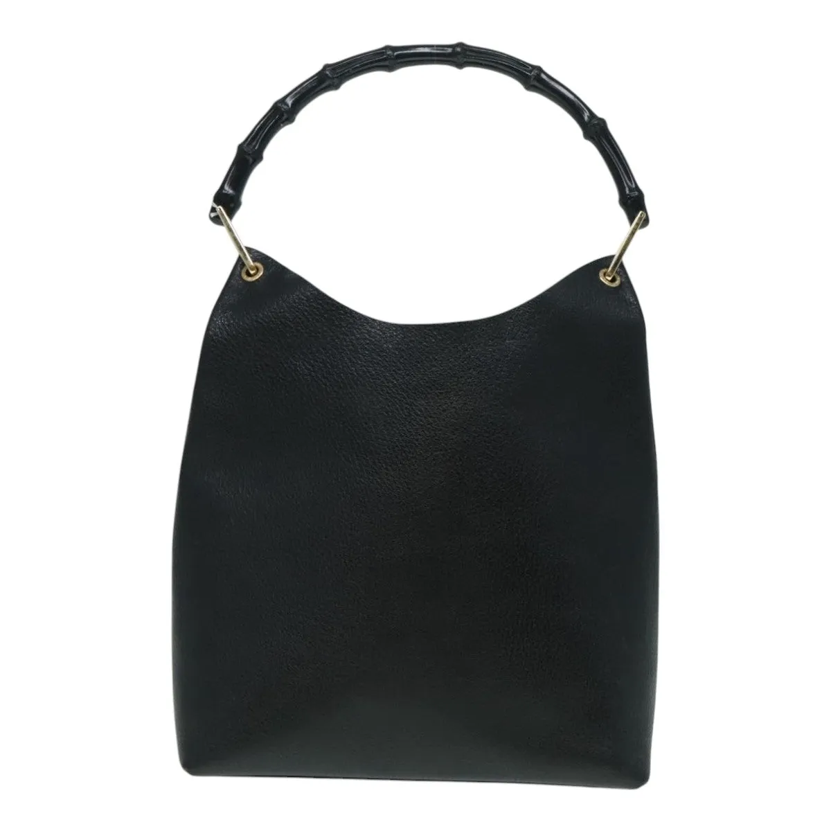 GUCCI Bamboo Shoulder Bag Leather Black Gold 001 1013 1881 ep5939