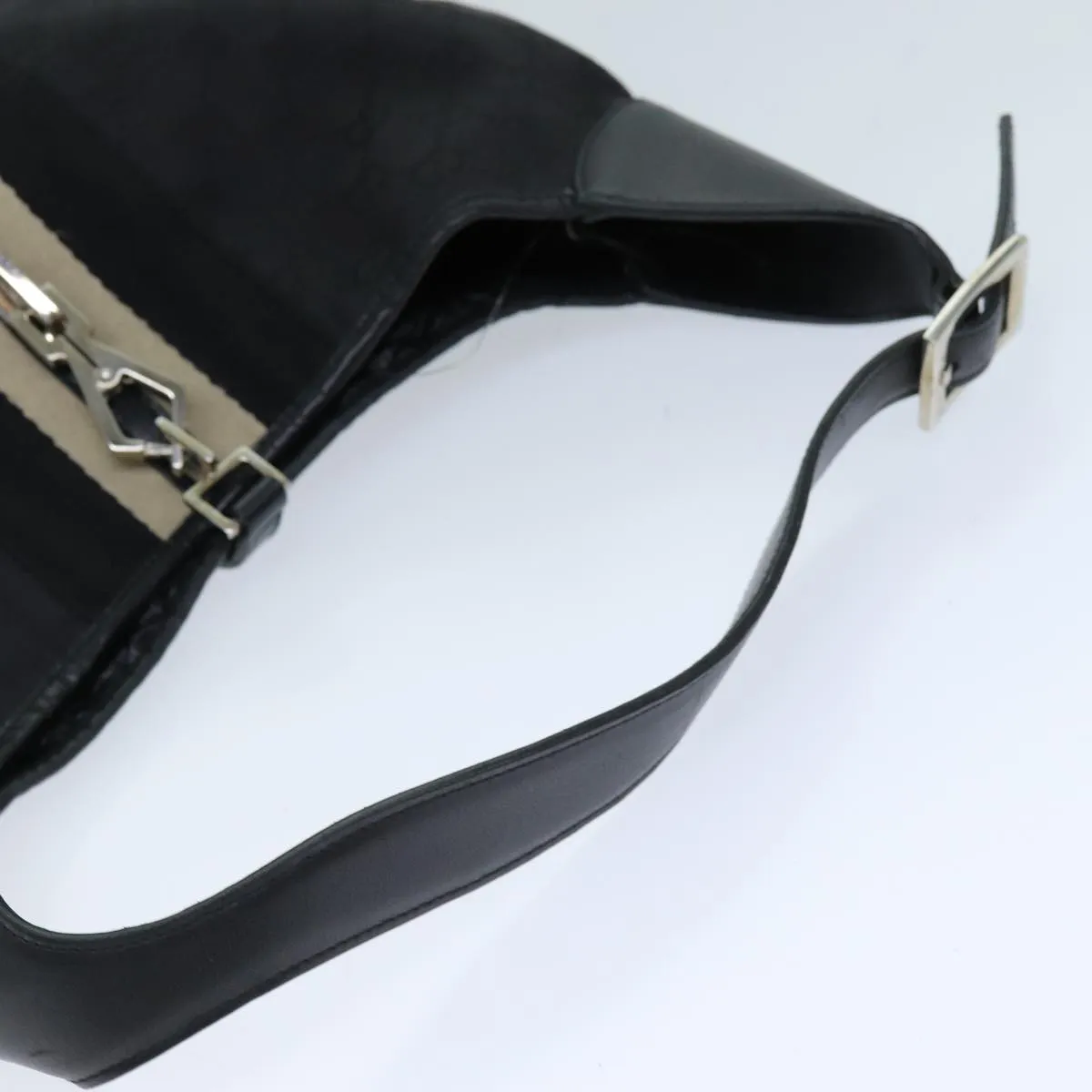 GUCCI GG Canvas Jackie Shoulder Bag Black White 001 4075 76393
