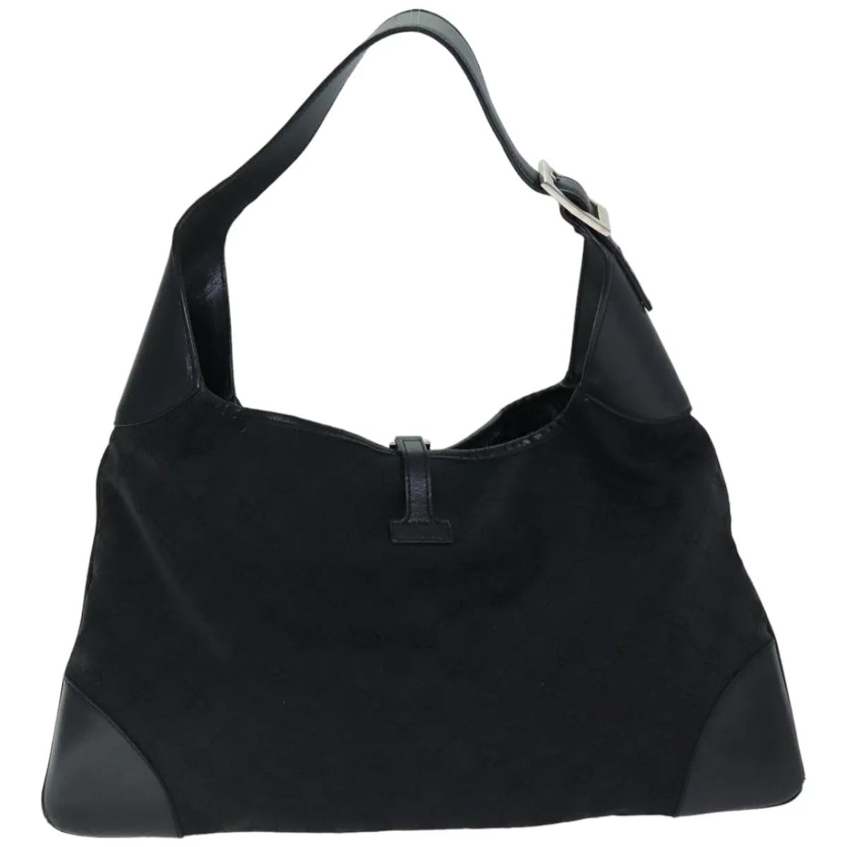 GUCCI GG Canvas Jackie Shoulder Bag Black White 001 4075 76393