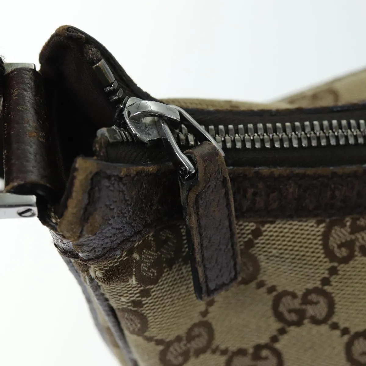 GUCCI GG Canvas Shoulder Bag Beige 131211 73982