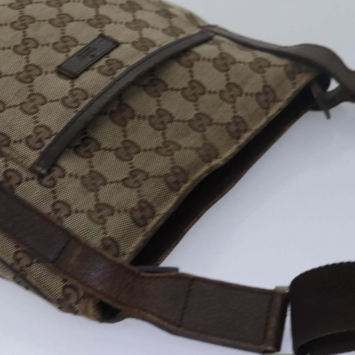 GUCCI GG Canvas Shoulder Bag Beige Brown 122793 79453