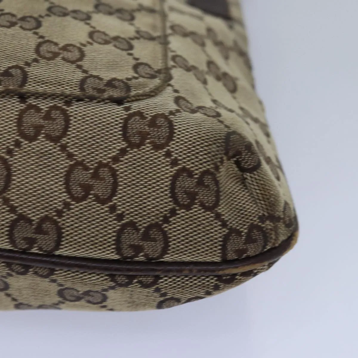 GUCCI GG Canvas Shoulder Bag Beige Brown 122793 79453
