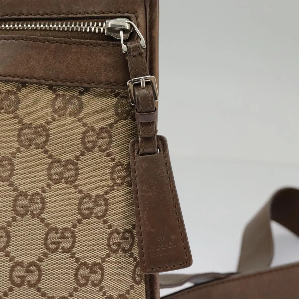 GUCCI GG Canvas Shoulder Bag Beige Brown 92562 ac3353
