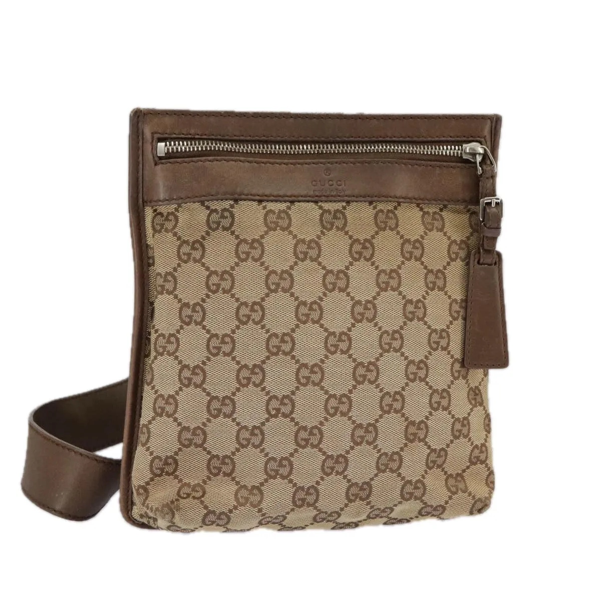 GUCCI GG Canvas Shoulder Bag Beige Brown 92562 ac3353
