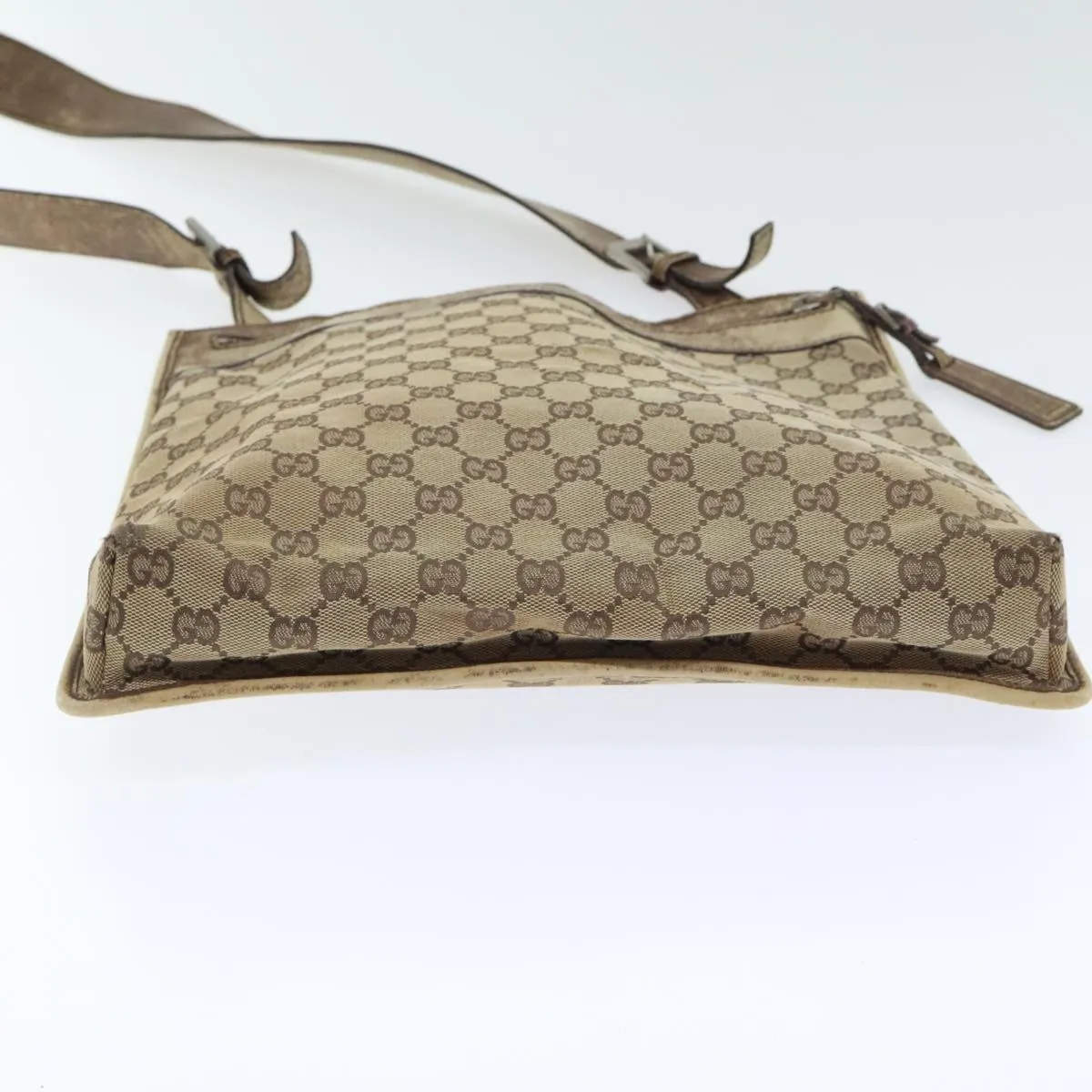 GUCCI GG Canvas Shoulder Bag Beige Silver 001165 93426