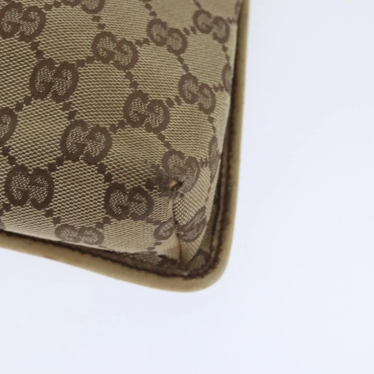 GUCCI GG Canvas Shoulder Bag Beige Silver 001165 93426