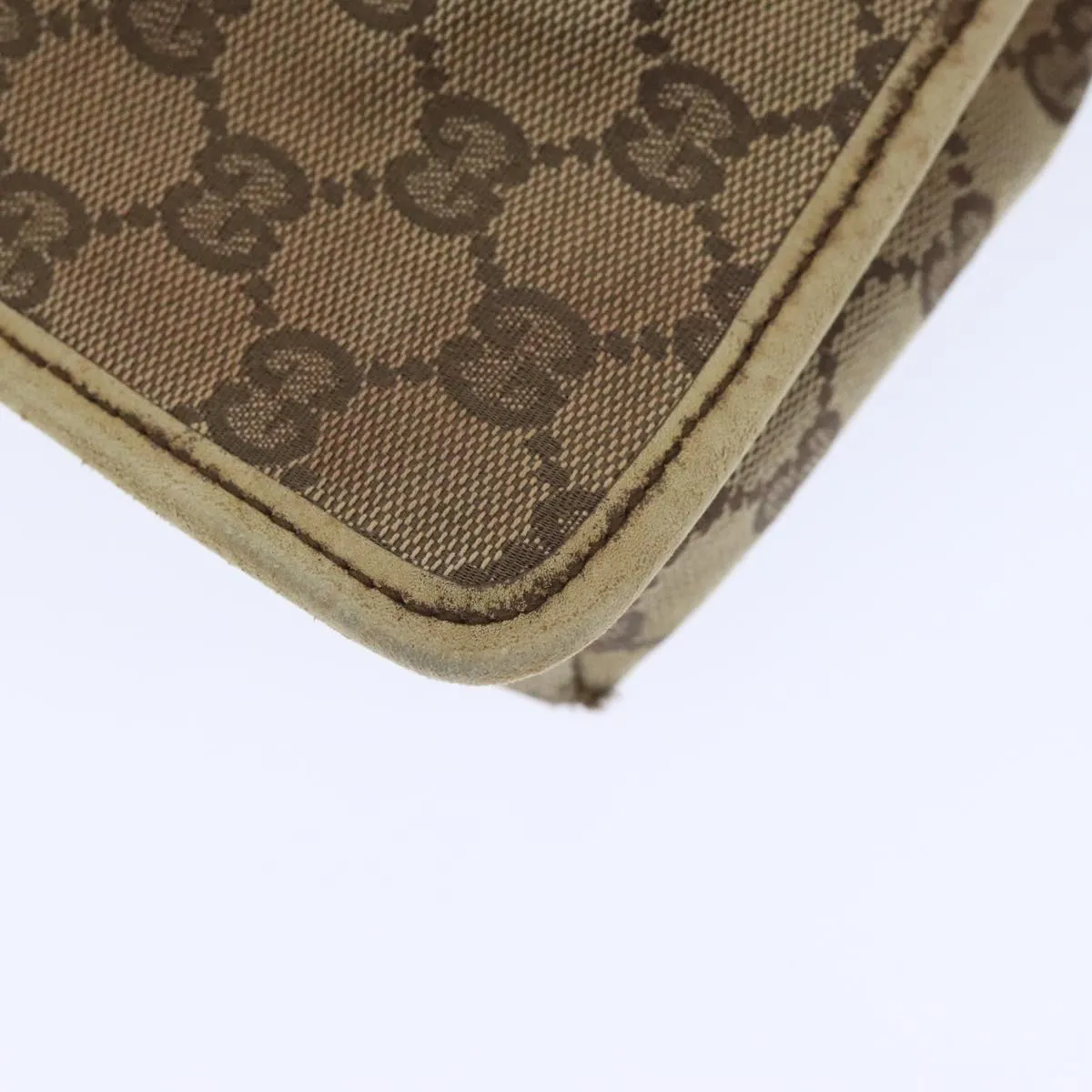 GUCCI GG Canvas Shoulder Bag Beige Silver 001165 93426