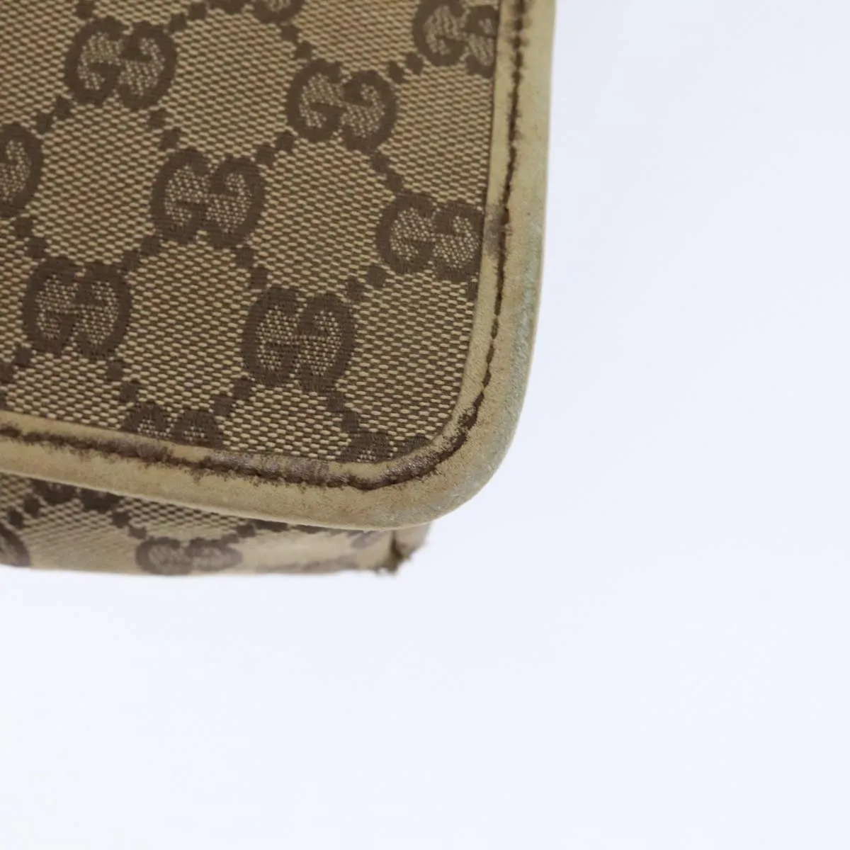 GUCCI GG Canvas Shoulder Bag Beige Silver 001165 93426