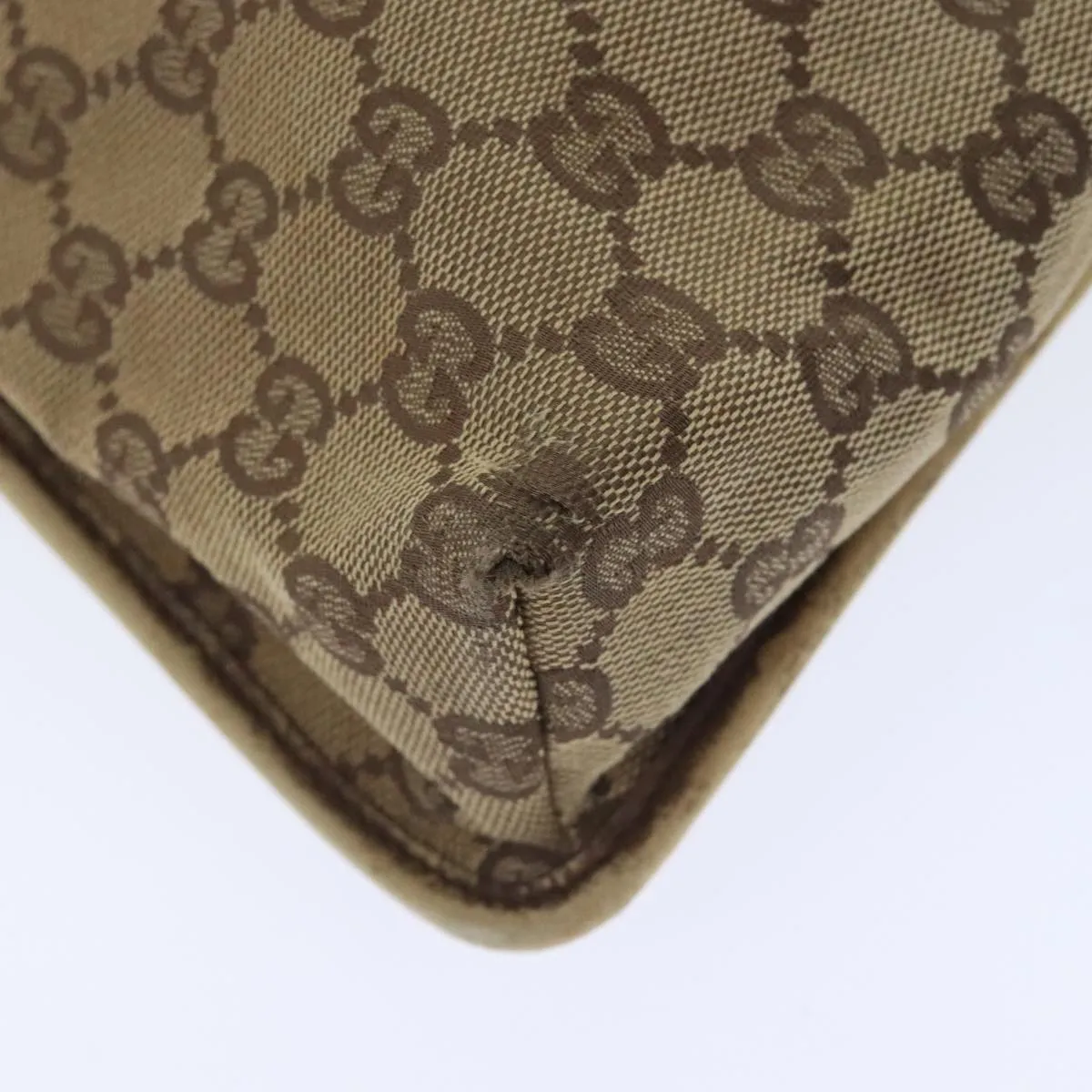 GUCCI GG Canvas Shoulder Bag Beige Silver 001165 93426