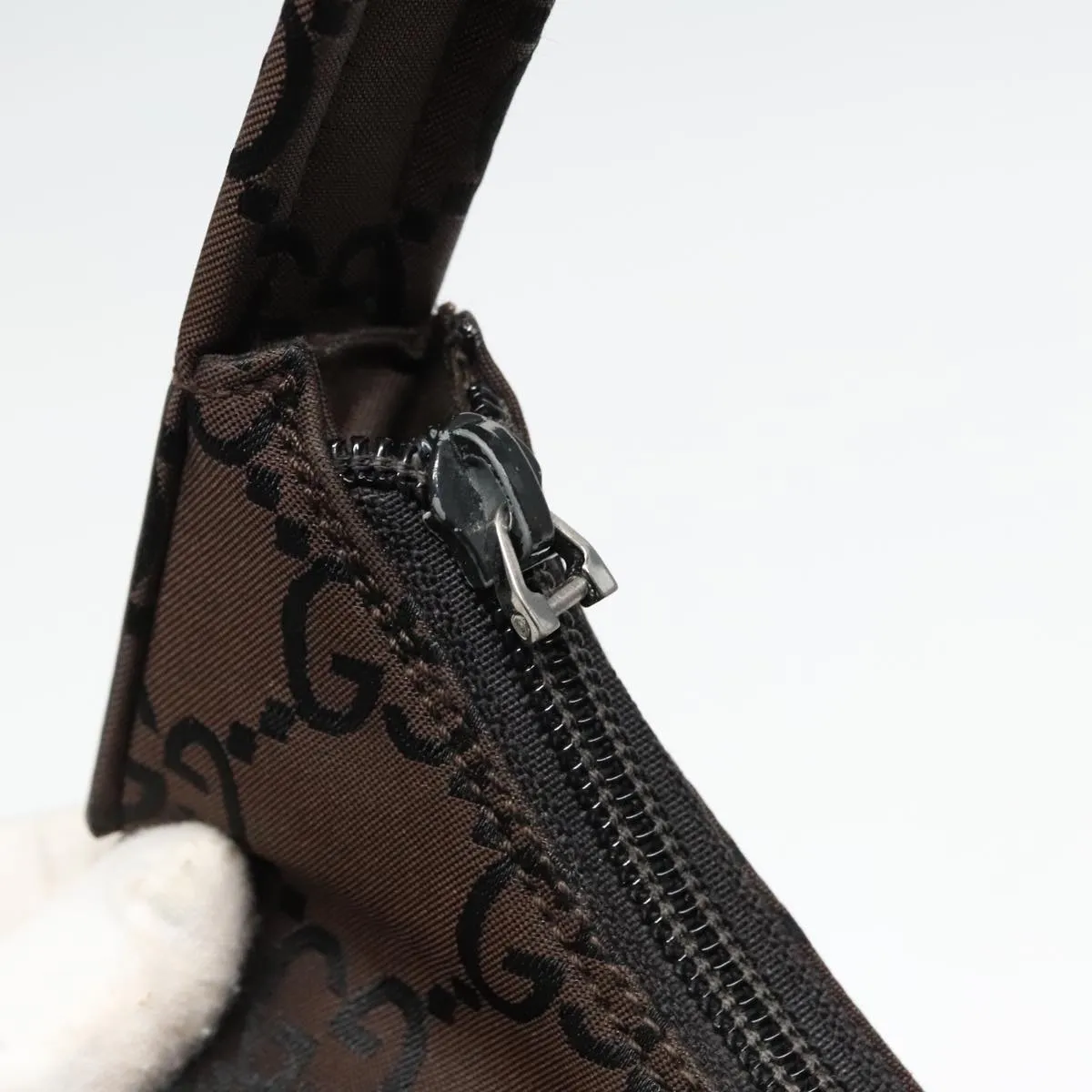 GUCCI GG Canvas Shoulder Bag Brown Silver 001 3386 93492