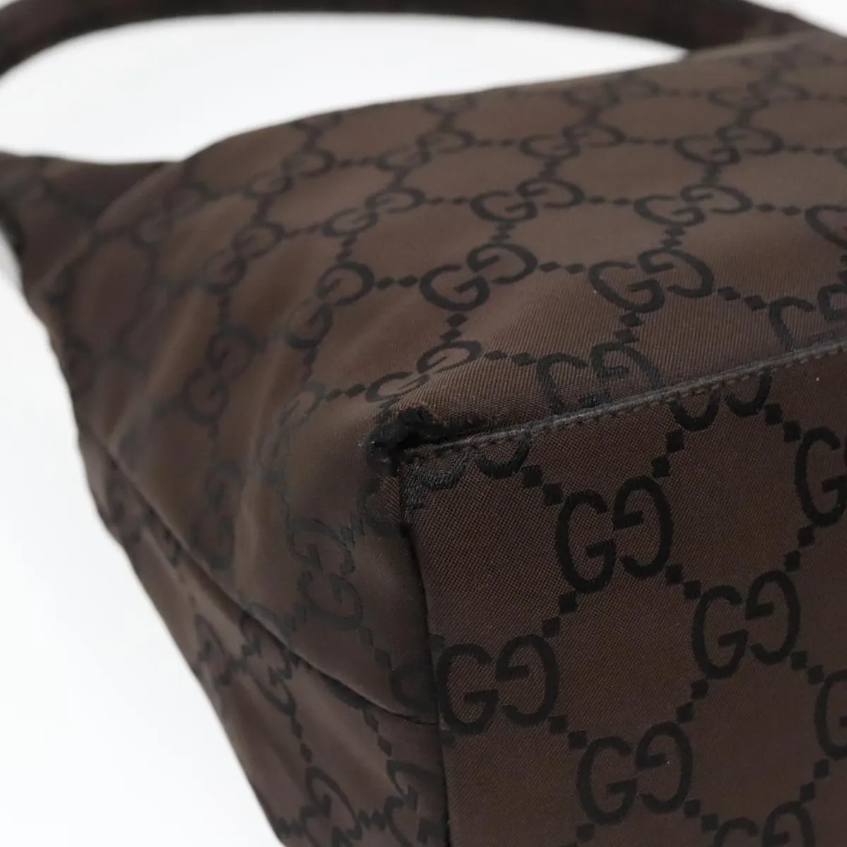 GUCCI GG Canvas Shoulder Bag Brown Silver 001 3386 93492