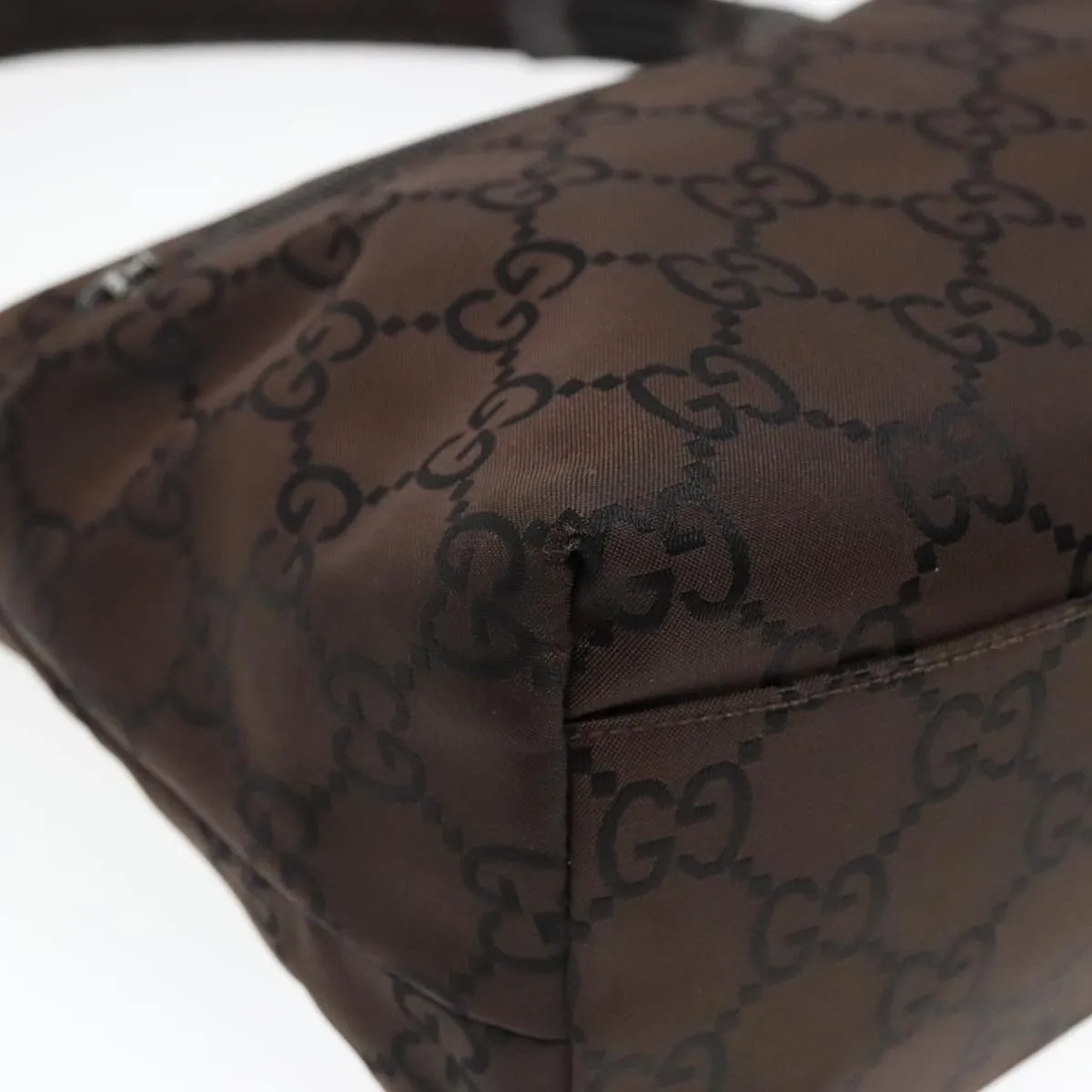 GUCCI GG Canvas Shoulder Bag Brown Silver 001 3386 93492