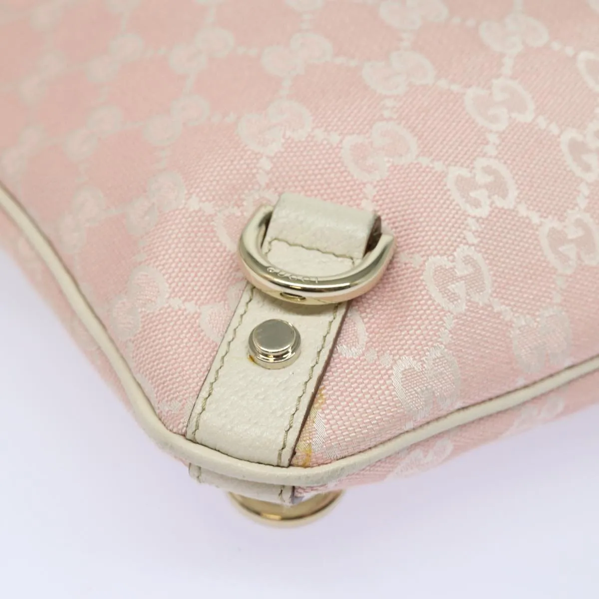 GUCCI GG Canvas Shoulder Bag Pink Gold 131326 84659
