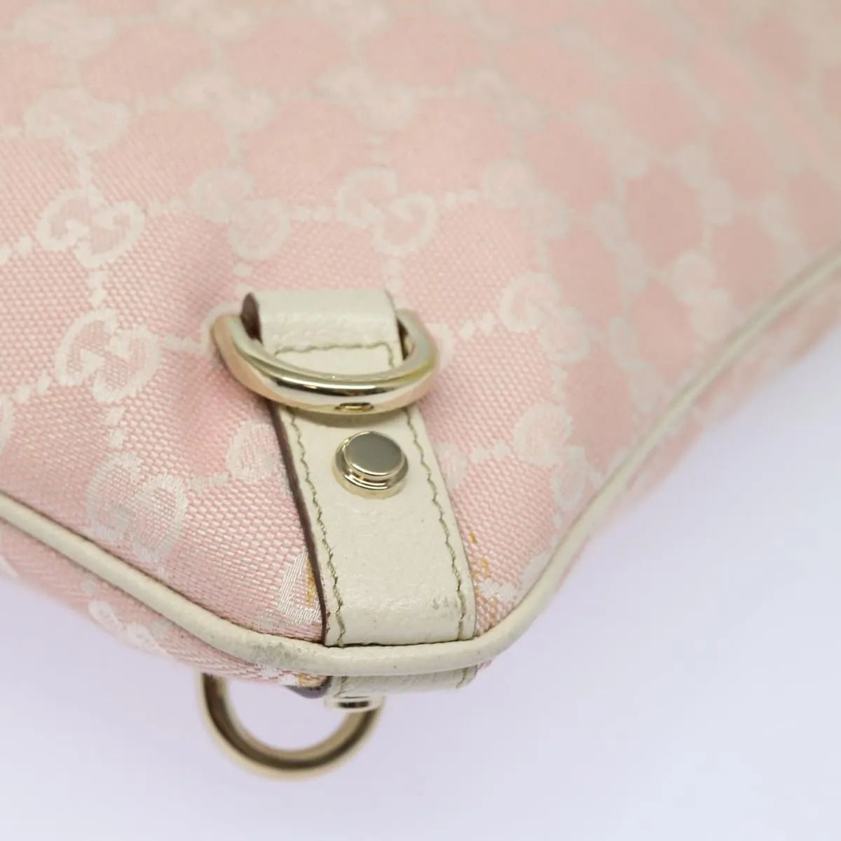 GUCCI GG Canvas Shoulder Bag Pink Gold 131326 84659