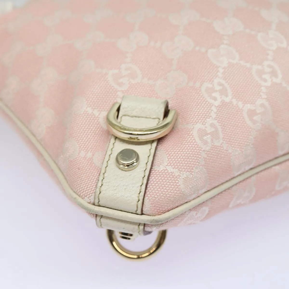 GUCCI GG Canvas Shoulder Bag Pink Gold 131326 84659