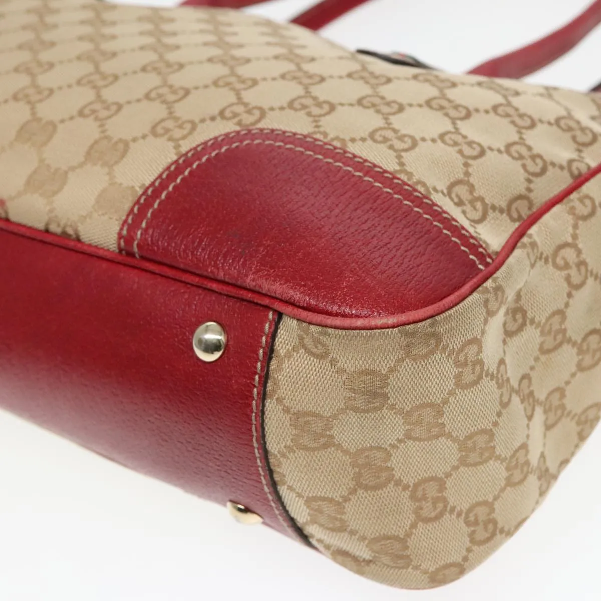 GUCCI GG Canvas Web Sherry Line Shoulder Bag Beige Gold Red 163805 93220