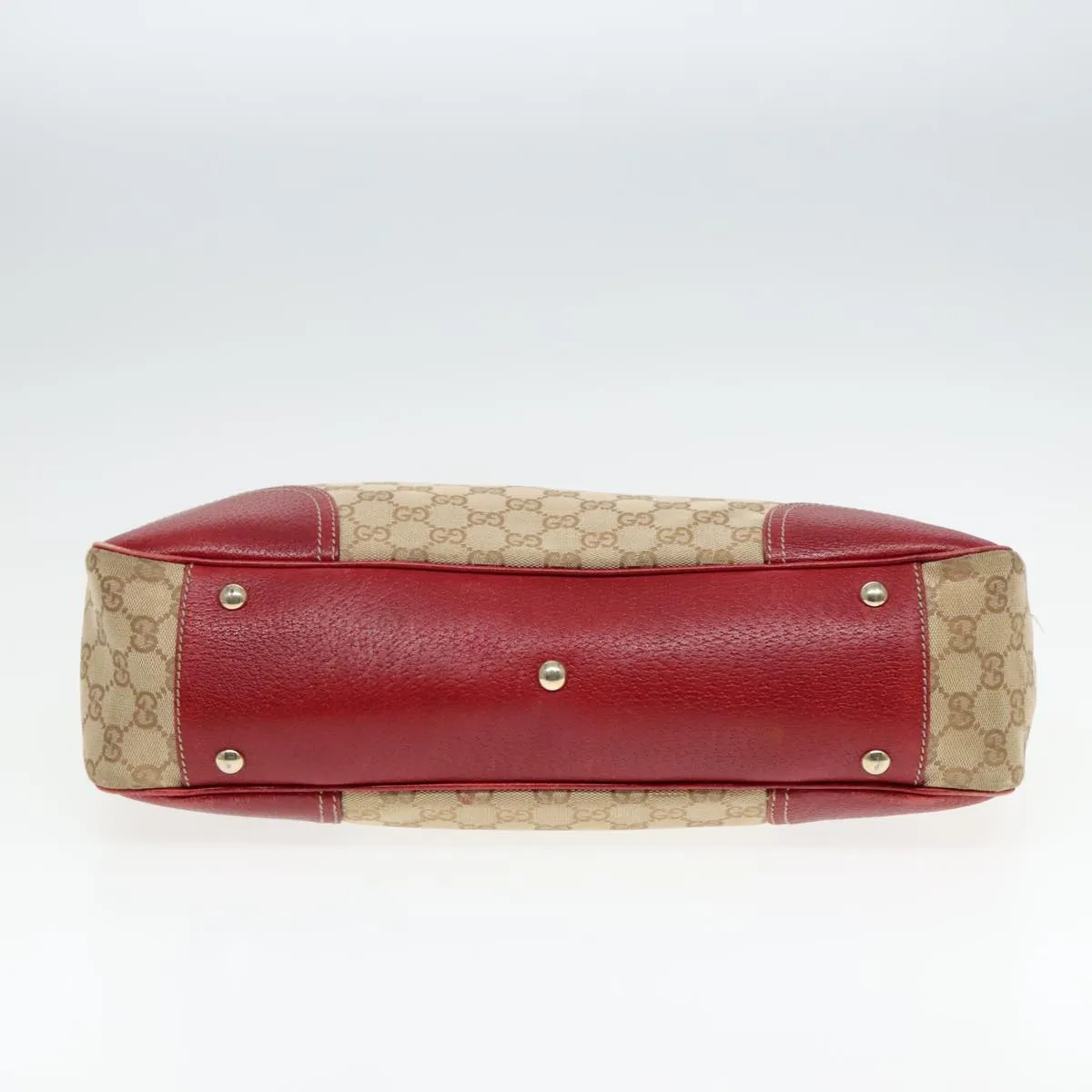 GUCCI GG Canvas Web Sherry Line Shoulder Bag Beige Gold Red 163805 93220