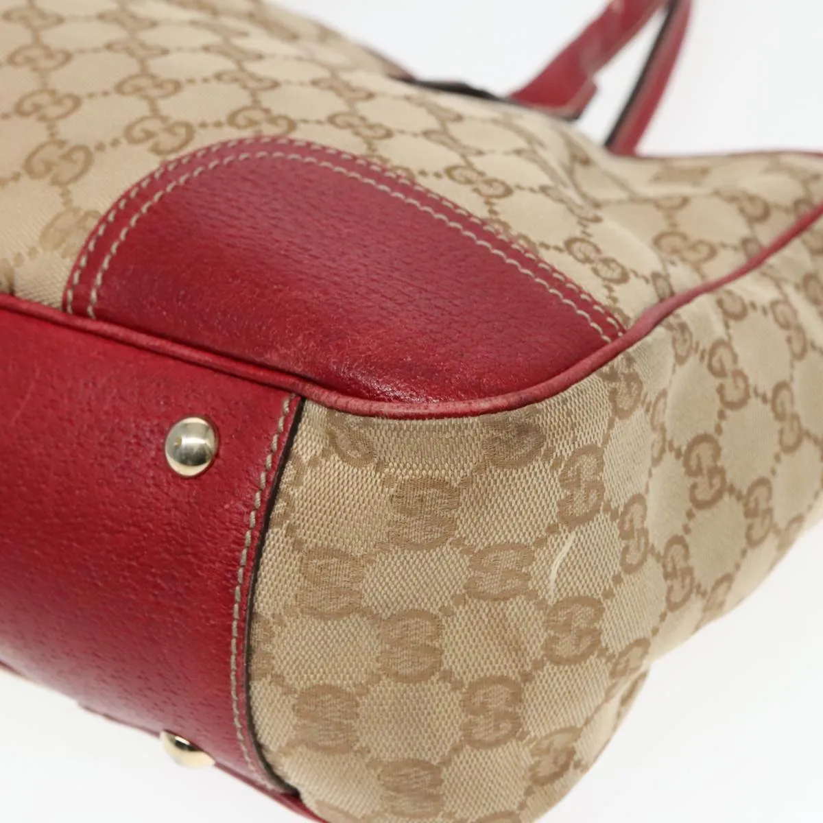 GUCCI GG Canvas Web Sherry Line Shoulder Bag Beige Gold Red 163805 93220