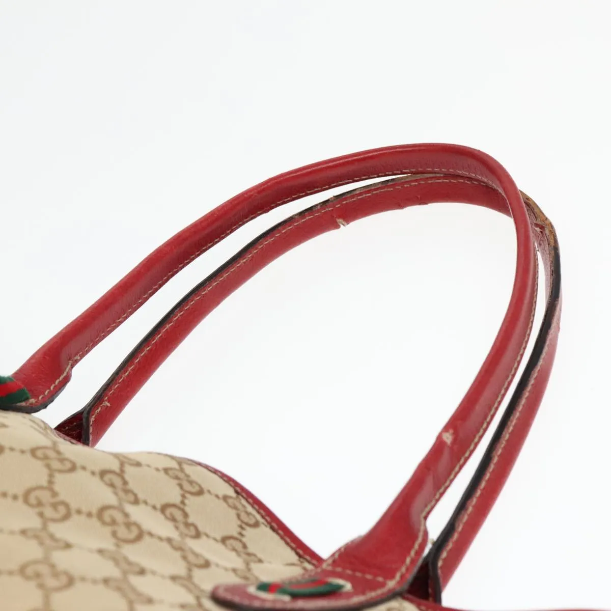GUCCI GG Canvas Web Sherry Line Shoulder Bag Beige Gold Red 163805 93220