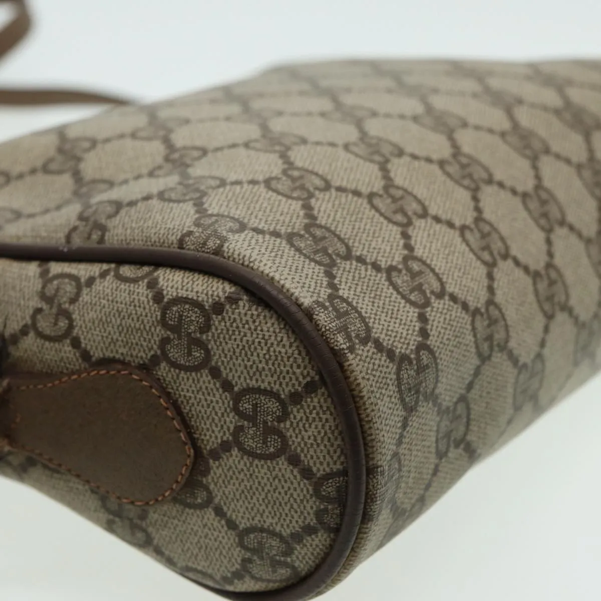 GUCCI GG Canvas Web Sherry Line Shoulder Bag PVC Leather Beige 83135