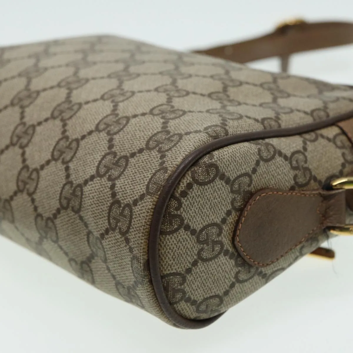 GUCCI GG Canvas Web Sherry Line Shoulder Bag PVC Leather Beige 83135
