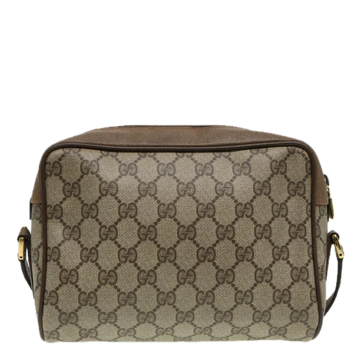 GUCCI GG Canvas Web Sherry Line Shoulder Bag PVC Leather Beige 83135