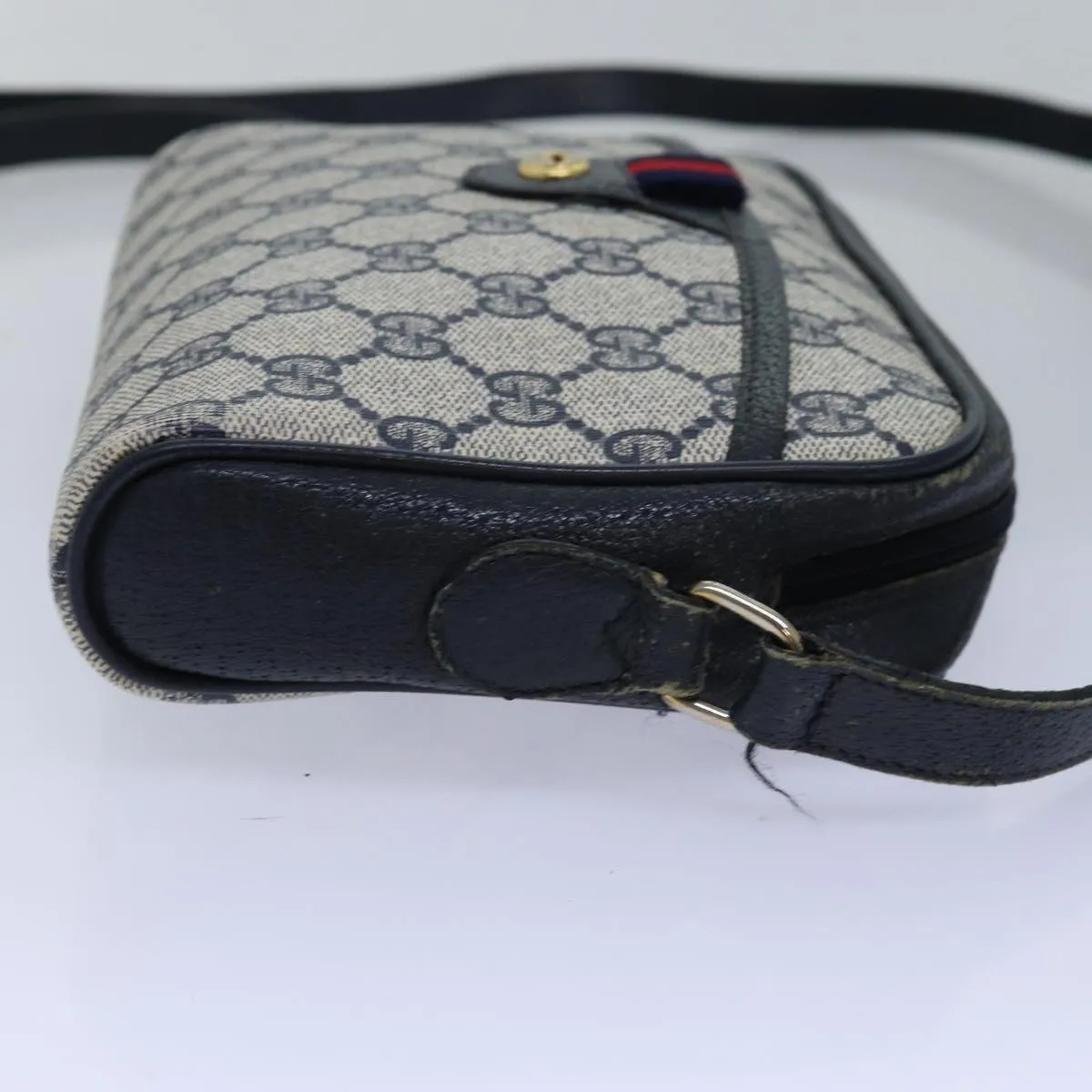 GUCCI GG Supreme Sherry Line Shoulder Bag PVC Navy Red 116 02 089 ep4504